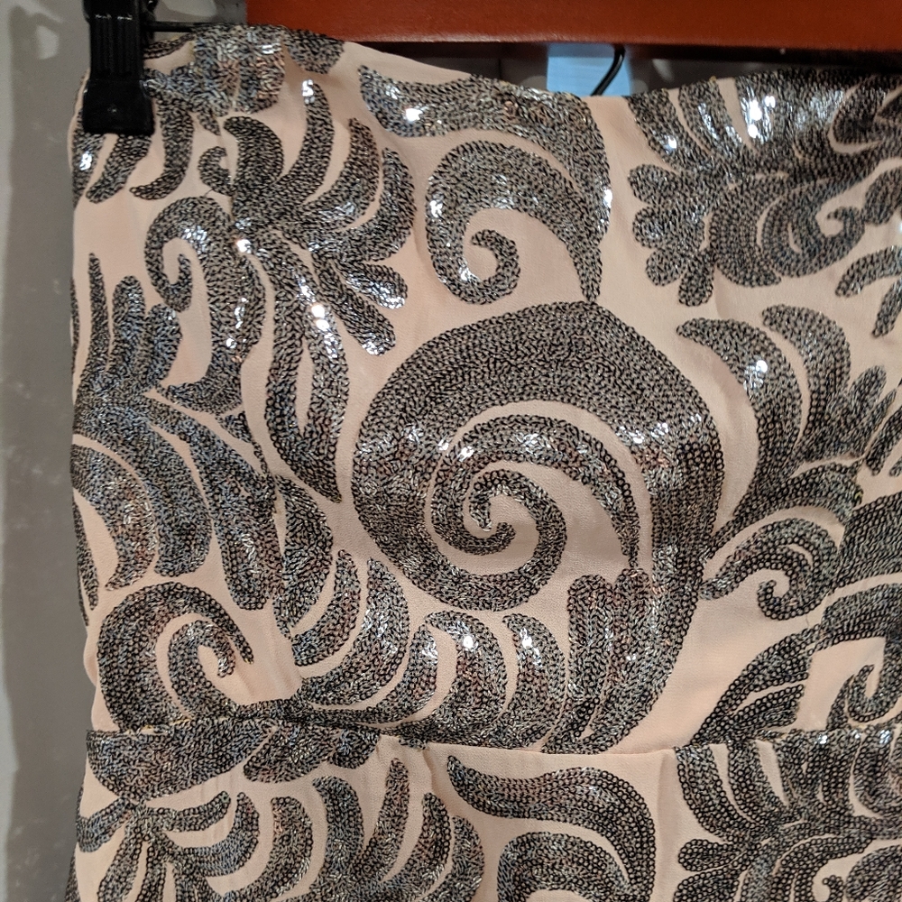 Sequin Strapless Dress - Baroque Pattern - image 3